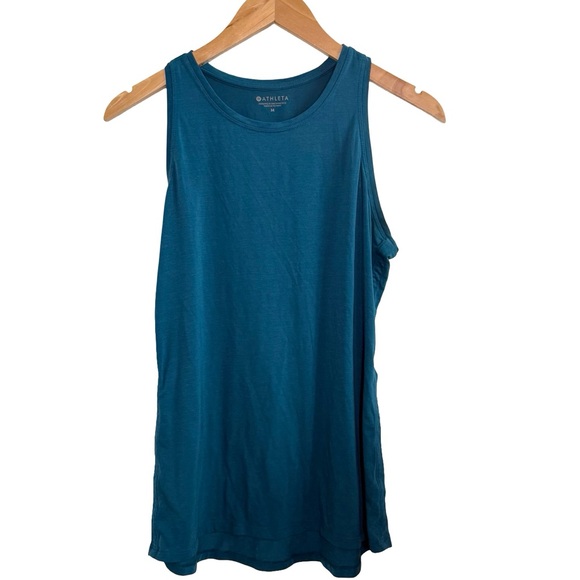 Athleta Essence Vital Deep Teal Activewear Tank Top Blue M - Picture 3 of 6